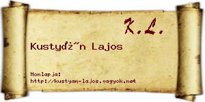 Kustyán Lajos névjegykártya